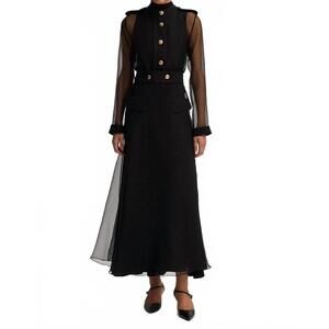 NEW TOUCHÉ organze dress with apaolet detail in black